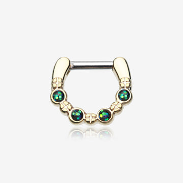 Golden Aurea Sparkle Septum Clicker -Black
